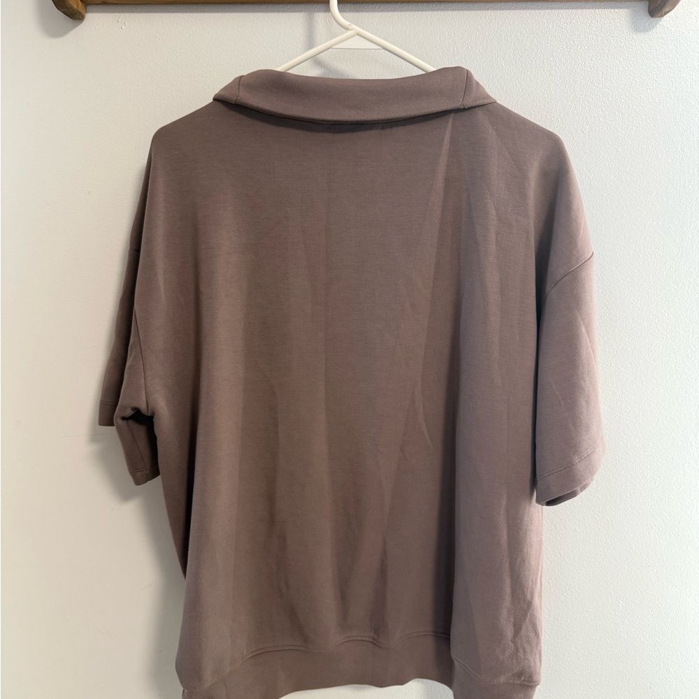 Rae Mode Boutique Short Sleeve Cowl Neck Top in Mocha - Picture 5 of 6